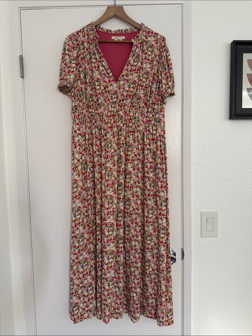 Boden Pink Multicolor Floral Midi Dress